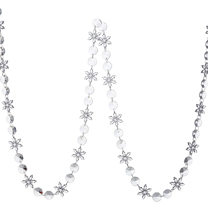 Snowflake Garland - Clear Acrylic - Beads & Snowflakes - 6ft 1 Snowflake Garland - Clear Acrylic - Beads & Snowflakes - 6ft