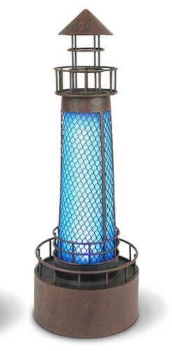 Solar Garden Statue - Blue Lighthouse Solar Light - 21in