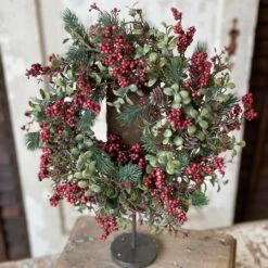 Spruce Candle Ring - Red Laden Berry - 6 Inch