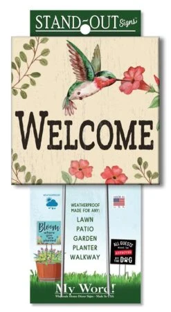 Welcome Sign For Yard - Hummingbird - 8in