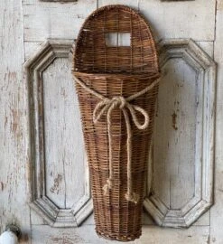 Willow Wall Basket - With Rope Bow - Natural - 26in