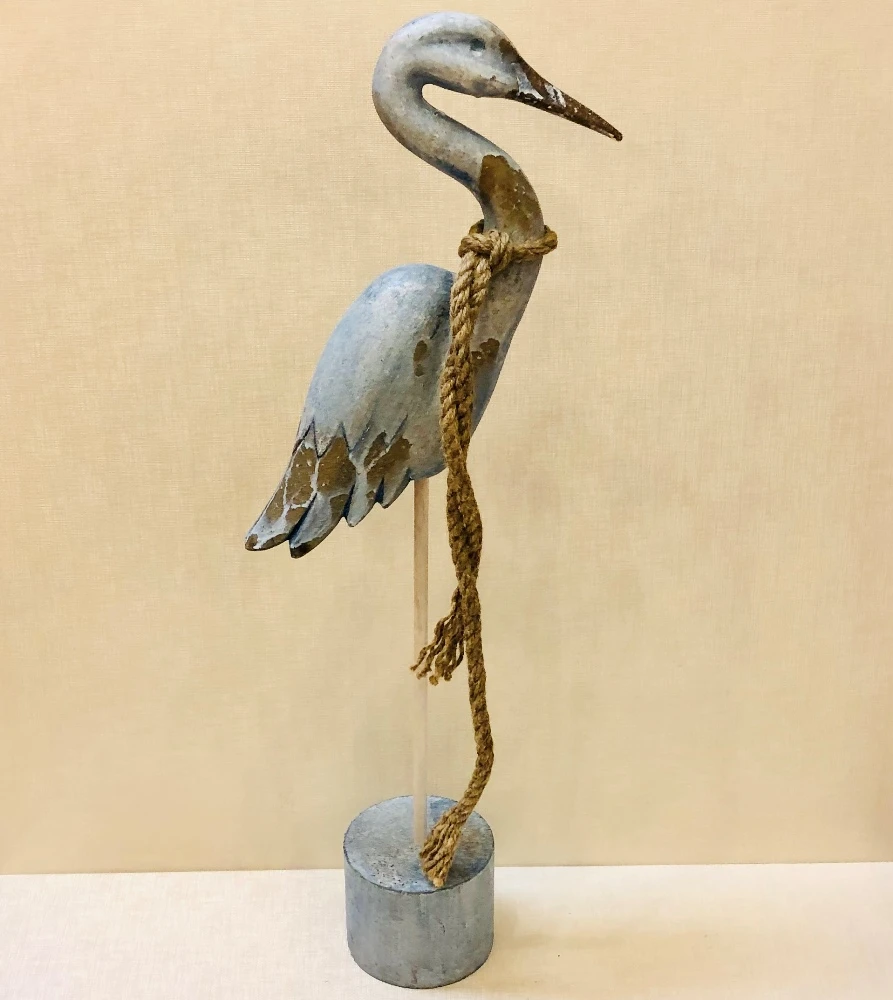Wooden Blue Heron Figurine - Weathered Wood - 22in 1 Wooden Blue Heron Figurine - Weathered Wood - 22in
